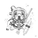 scuba diver dog tattoo design idea