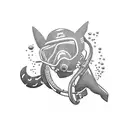 scuba diver dog tattoo design idea