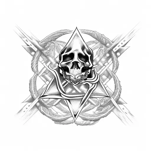 Pentagram surrounded by skulls tattoo design idea