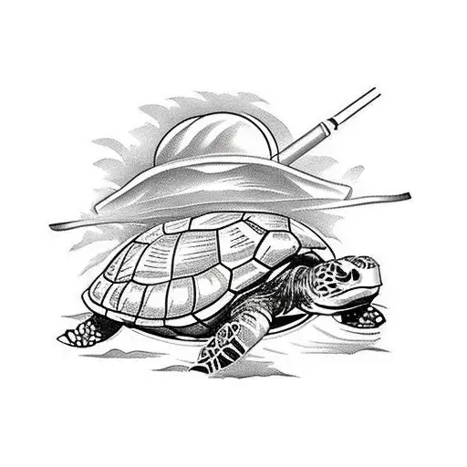 Traditional "Turtles All The Way Down" Tattoo Idea BlackInk AI