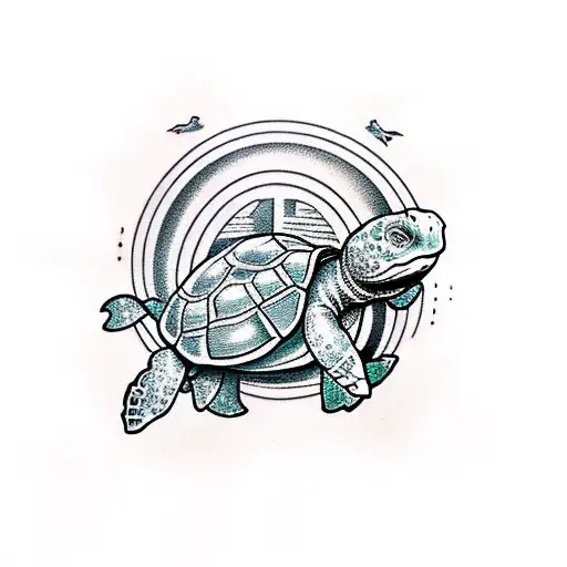 Traditional "Turtles All Th Way Down" Tattoo Idea BlackInk AI
