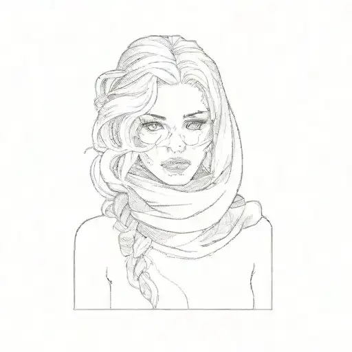 a woman with blond hair and a red scarf tattoo design idea