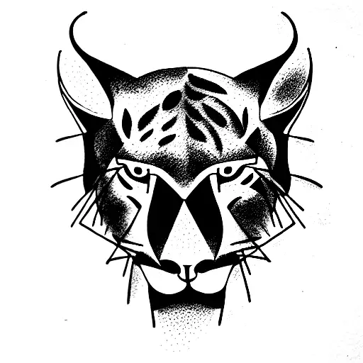 silueta de un leon, una pantera, una lobriz y un bicho tattoo design idea