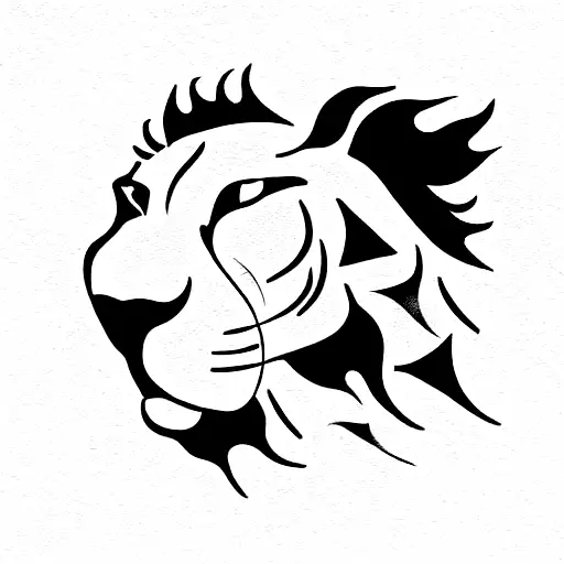 silhouette of a lion with a panther, a worm and a bug tattoo design idea