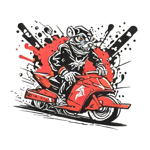 rat fink driving snowmobile tattoo design idea