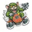rat fink driving snowmobile tattoo design idea