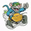 rat fink driving snowmobile tattoo design idea