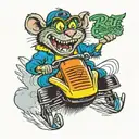 rat fink driving snowmobile tattoo design idea
