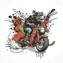 rat fink driving snowmobile tattoo design idea