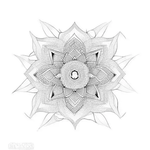 lotus flower men geometruc tattoo design idea