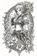 kingdom hearts character kairi surrounded by flowers tattoo design idea
