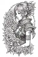 kingdom hearts character kairi surrounded by flowers tattoo design idea