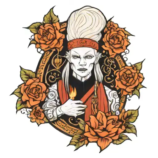 androgynous albinos in cult robes tattoo design idea