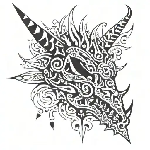 Neo tribal cybersigilism complex and bold pattern spiky  tattoo design idea