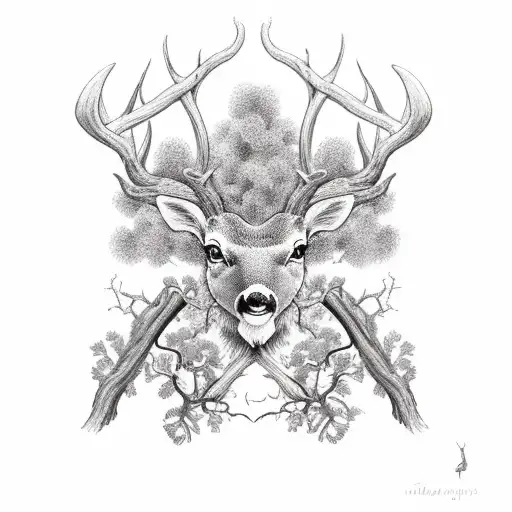 bristol black rasberry vine on the left that evolves into a deer antler on the right horizontally  tattoo design idea