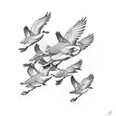 ducks flying in a group tattoo design idea
