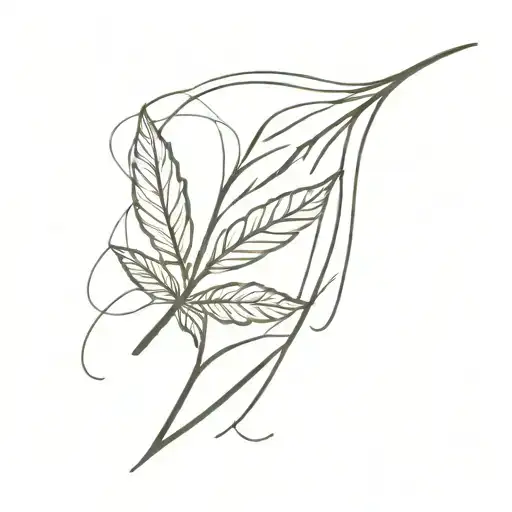 a weed leaf with the word Heaven wrapped around it tattoo design idea