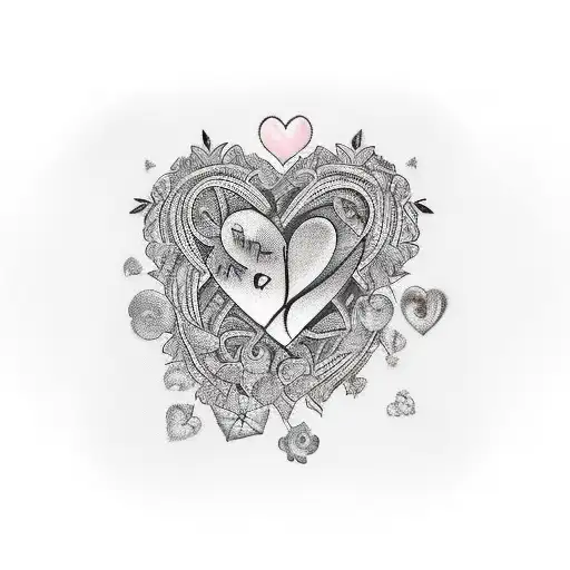 A realistic tattoo design capturing the joy and love you feel for your children, with a lifelike portrait of them surrounded by intertwining heart and infinite symbols tattoo design idea