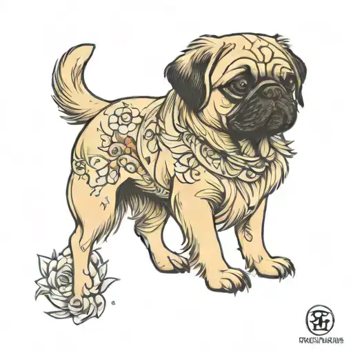 pug con golden retriever tattoo design idea