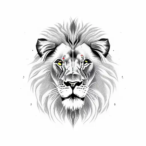 lion associated with love, protection and want to last forever tattoo design idea