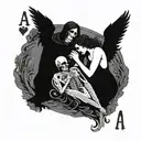Death and Angel playing cards, Death is cheating  tattoo design idea