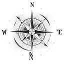 A compass rose surrounded by different modes of transportation (plane, train, bike, kayak) tattoo design idea