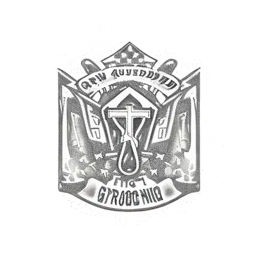 A graveyard filled with vintage cars and drag racing flags tattoo design idea