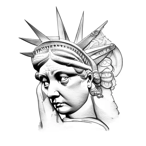scales, lady liberty, unique, libra, detailed tattoo design idea