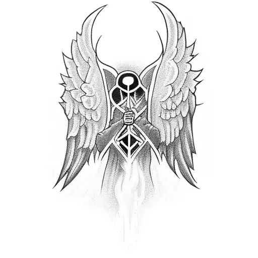 angel with a molotov in his hand tattoo design idea