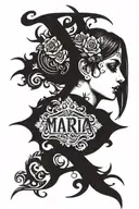 MARIA in gothic lettering horizontally tattoo design idea