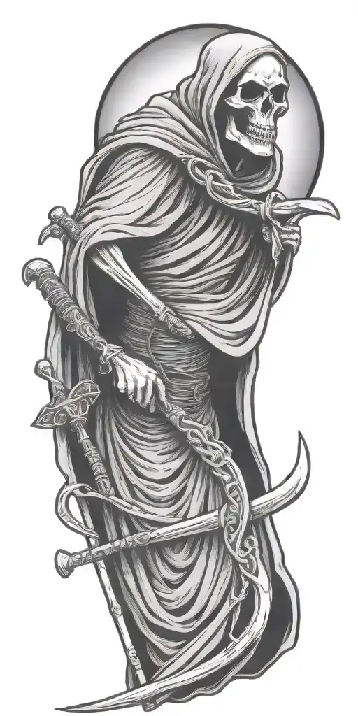 grim reaper holding a scythe tattoo design idea