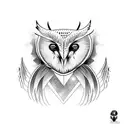 barn owl with grim reaper  tattoo design idea