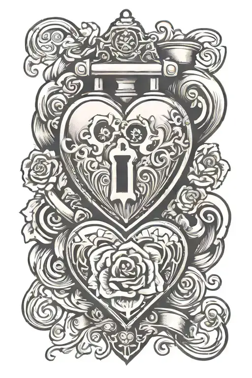 Tom & Travis heart shaped lock tattoo design idea