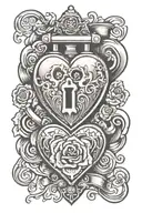 Tom & Travis heart shaped lock tattoo design idea
