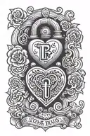 Tom & Travis heart shaped lock tattoo design idea