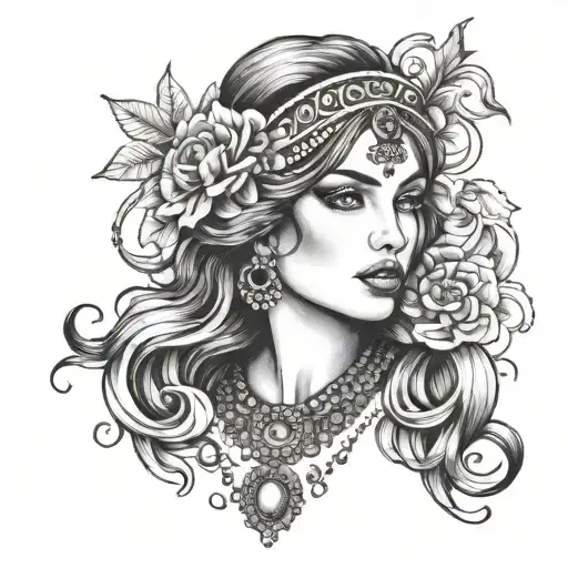 gypsy girl tattoo design idea