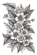 botanical floral garden with leaves and flowers  tattoo design idea