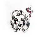 pin up girl in cauldron tattoo design idea
