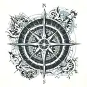 Nautical Compass as a sun tattoo design idea