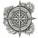 Nautical Compass as a sun tattoo design idea