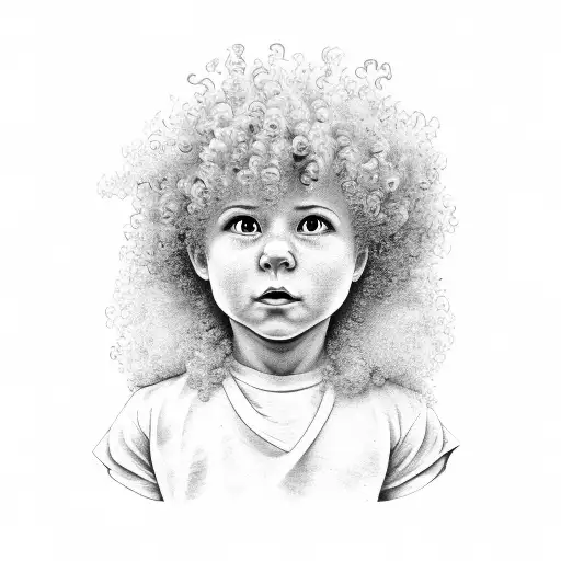 curly headed kid in the grass looking up at three stars tattoo design idea