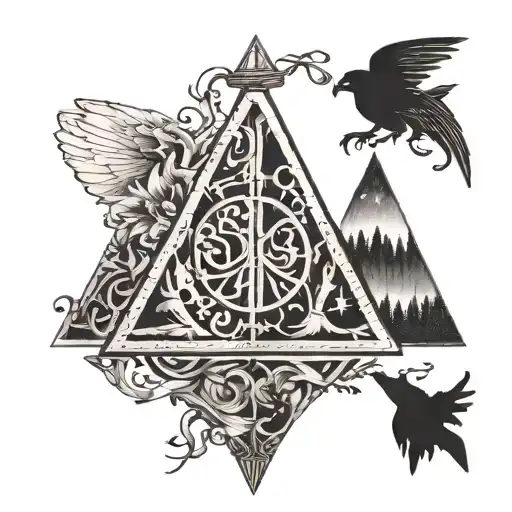 Deathly Hallows and the Three Brothers Harry Potter Lettering Always tattoo design idea