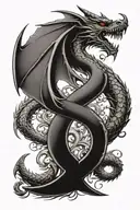 The outer edge of the tattoo is designed in the shape of a spade symbol. In the middle is a dragon tattoo design idea