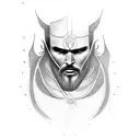 draw me a tatto idea man assassin wearing georgian traditional suit chokha detailed tattoo design idea