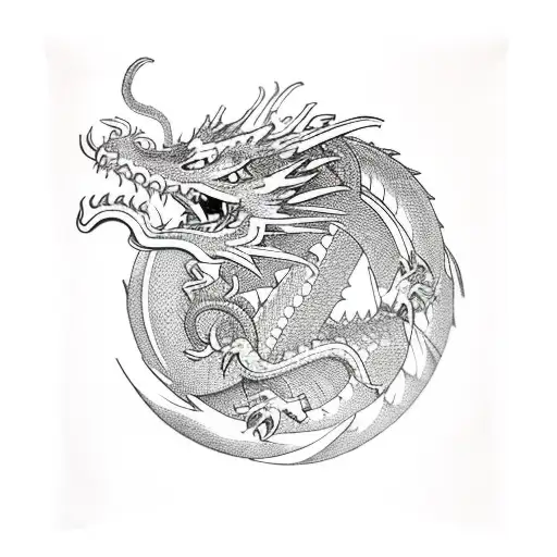 dragon wrapped around arm and dragon face on the chest battleing evil tattoo design idea