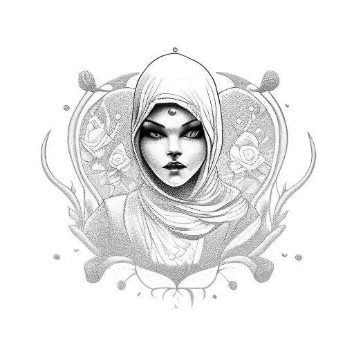 mom and two children tattoo design idea