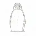 Rico the penguin from the Madagascar cartoon with two knives in the new school style tattoo design idea