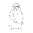 Rico the penguin from the Madagascar cartoon with two knives in the new school style tattoo design idea