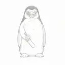 Rico the penguin from the Madagascar cartoon with two knives in the new school style tattoo design idea