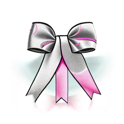 pink ribbon bow with black spade tattoo design idea